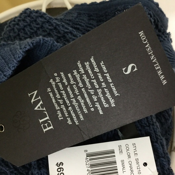 Elan Cold Shoulder Blue Sweater Dress Cotton - Picture 8 of 8